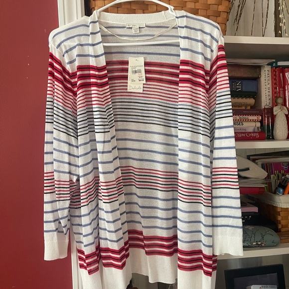 Cato White and Red Striped Cardigan - Picture 1 of 2